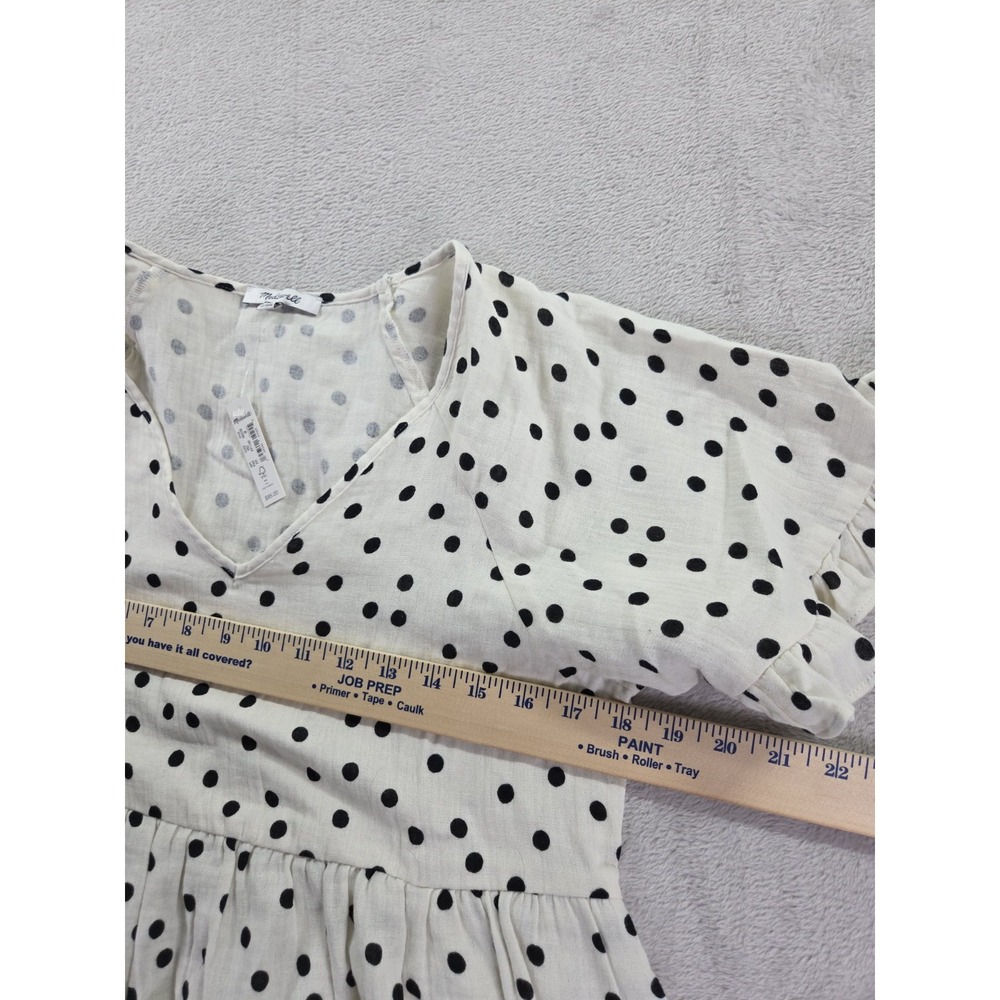 Madewell Dress Size Medium Lightspun Ruffle Sleeve Babydoll Polka Dot Toss - Picture 7 of 9